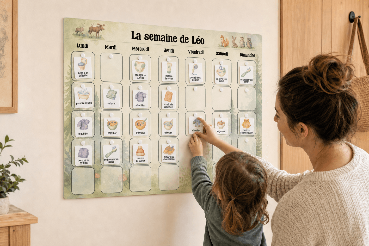 Semainier utilisé dans un espace familial